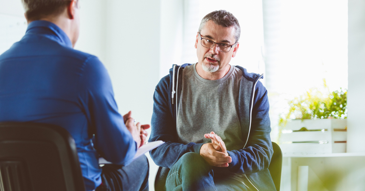 Two people talking