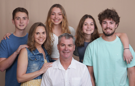 Mary's family from left to right: Colby, Mary, Holly, husband Tim, Shaylee and Brody.