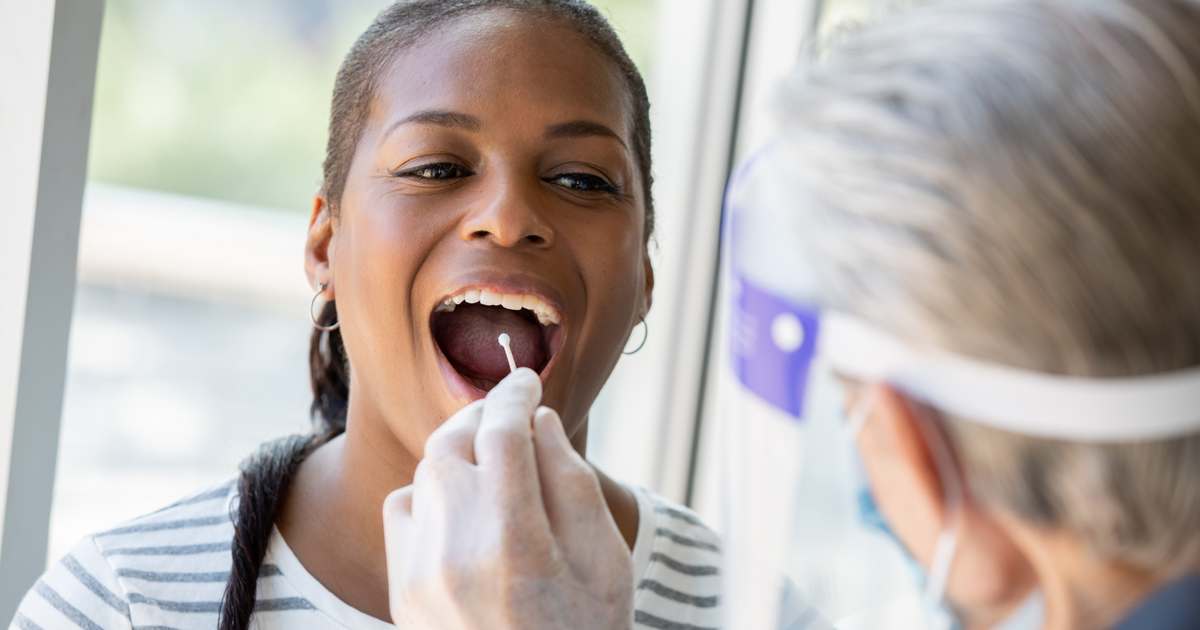 Woman getting DNA swab