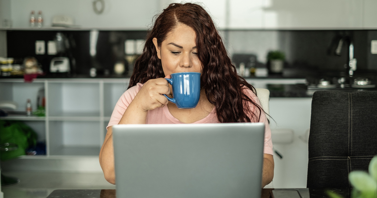 Woman drinking coffee