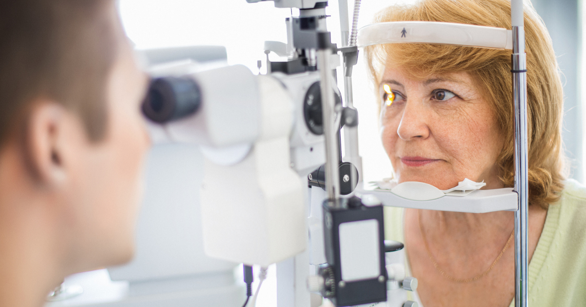 Older woman getting her eyes checked