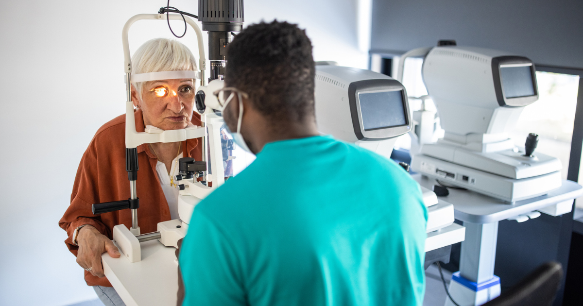 Woman getting an eye exam