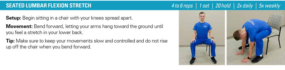 Seated lumbar flexion stretch