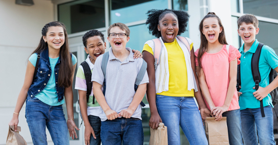 picture of a group of kids ready for school