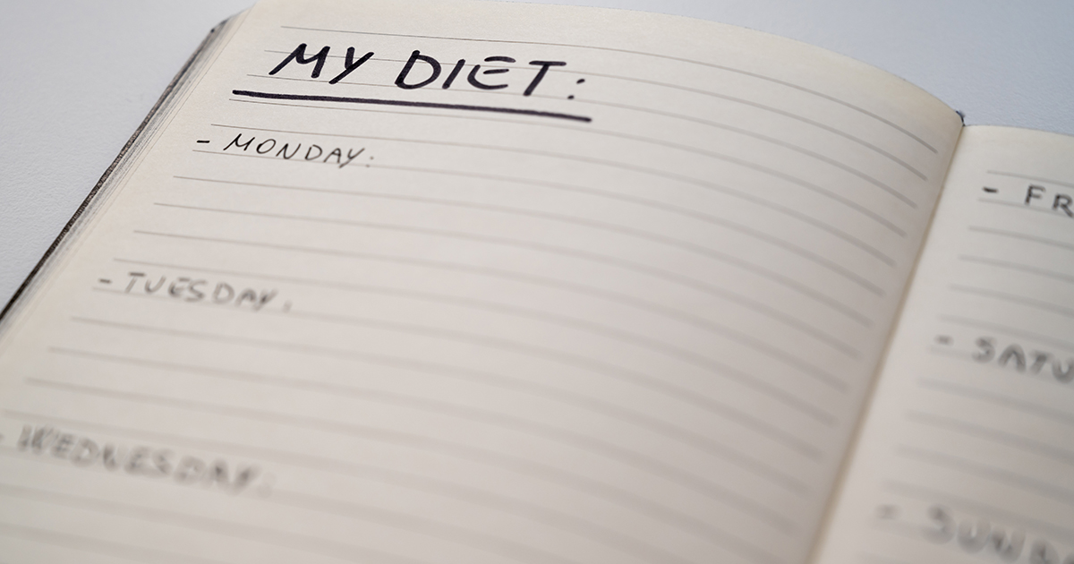 Notebook with heading that says "My Diet"