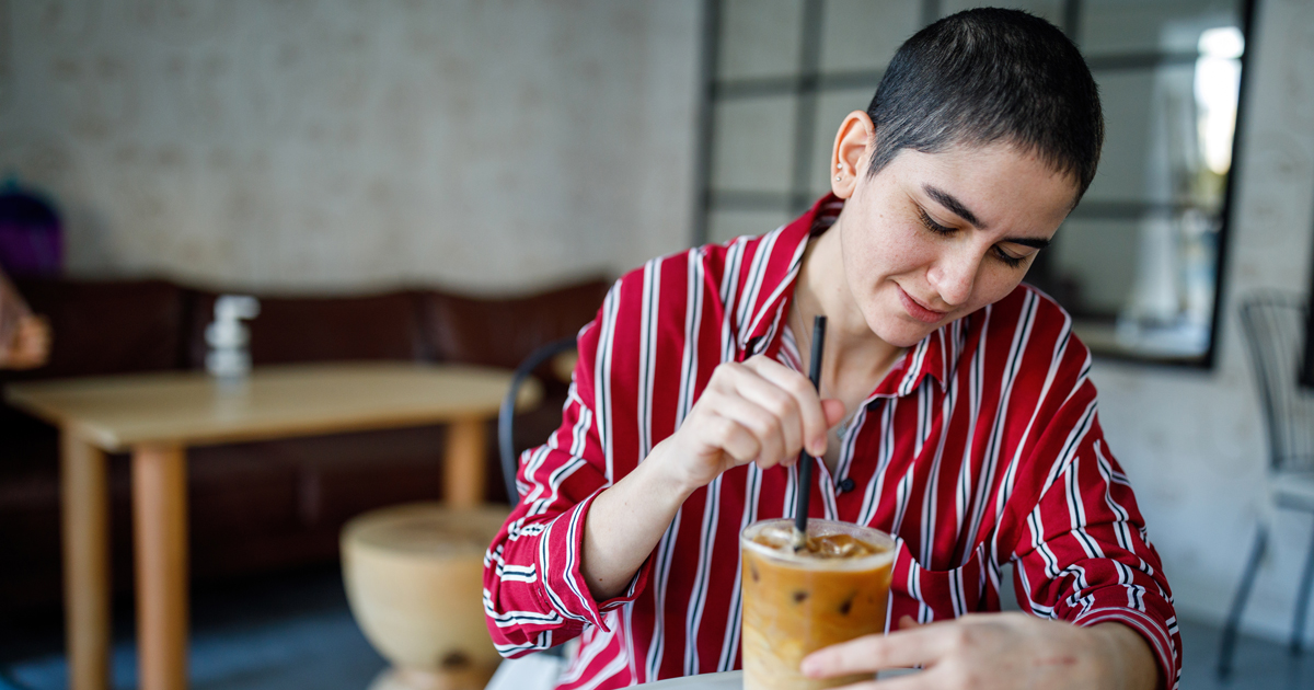 Woman drinking coffee