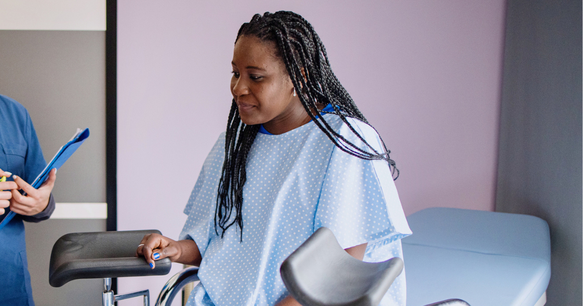 Woman talking to her gynecologist