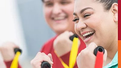 Woman and a man working out