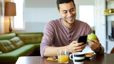 picture of a person entering nutrition info into a smart phone