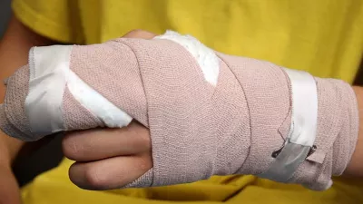 Wrapped hand after injury