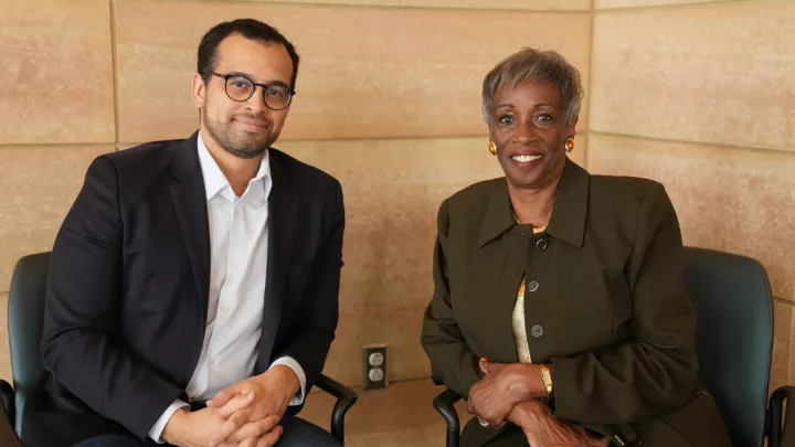 Juan Santamaria, MD, surgical oncologist, with Phyllis Mitchell-Butler, breast health navigator
