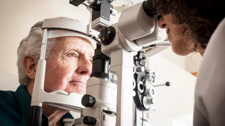 Older man getting his eyes checked