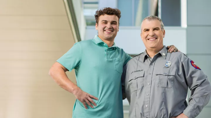 Firefighter John Coniglio and his son John