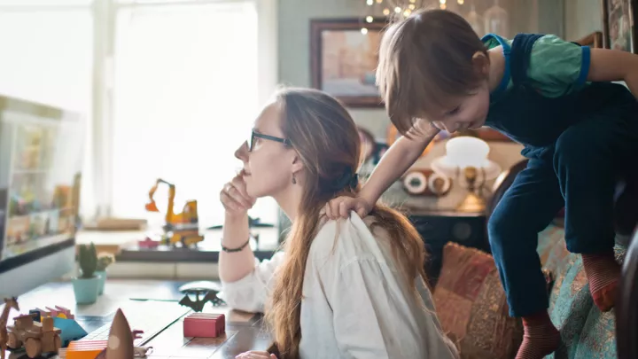 picture of a woman looking online