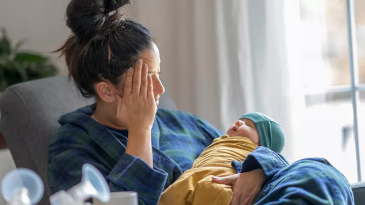 Mom holding baby